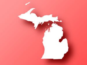 michigan-map-on-red-background